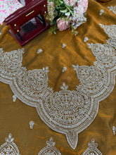 Lovely Gold Chiffon Thread Work Saree
